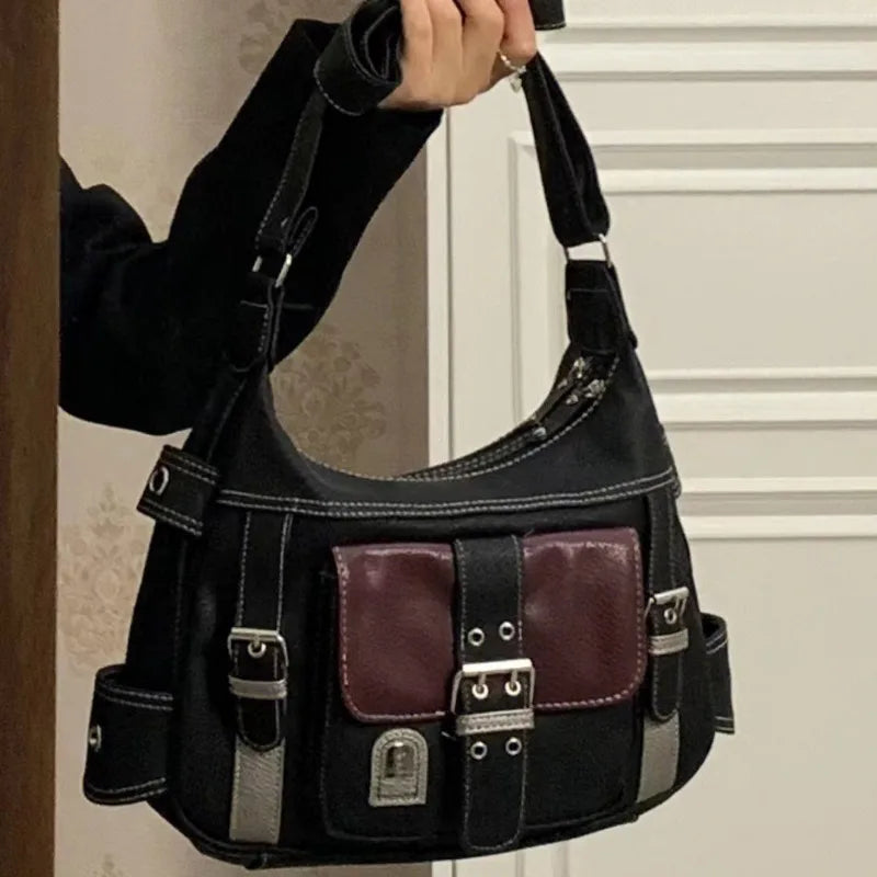Sac à bandoulière vintage en cuir PU pour femme, grand sac à main Messenger, fourre-tout Hip Hop, haute qualité, Y2K, commpiedmont