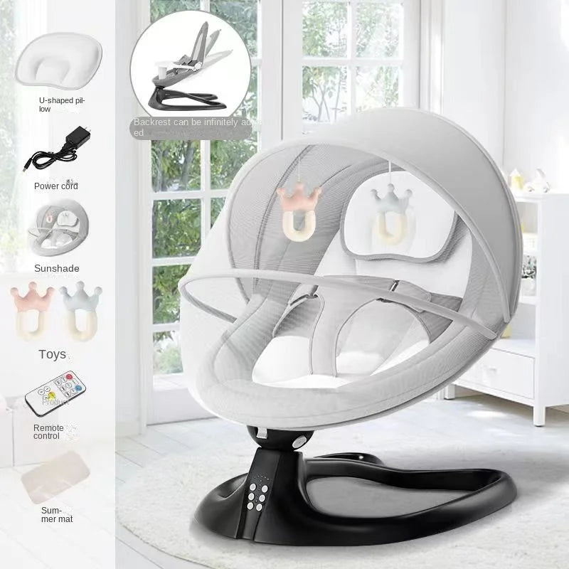 Chaise à bascule électrique Coax Baby God, chaise apaisante pour nouveau-né, berceau de sommeil pour bébé inclinable, lit pouvant s'asseoir et voiler