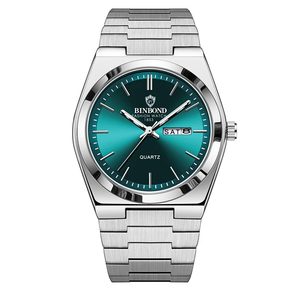 UTHAI Hommes Montre Légère Luxe Marque En Acier Inoxydable Double Calendrier Étanche Mâle Affaires Loisirs Mode Horloge À Quartz Montres