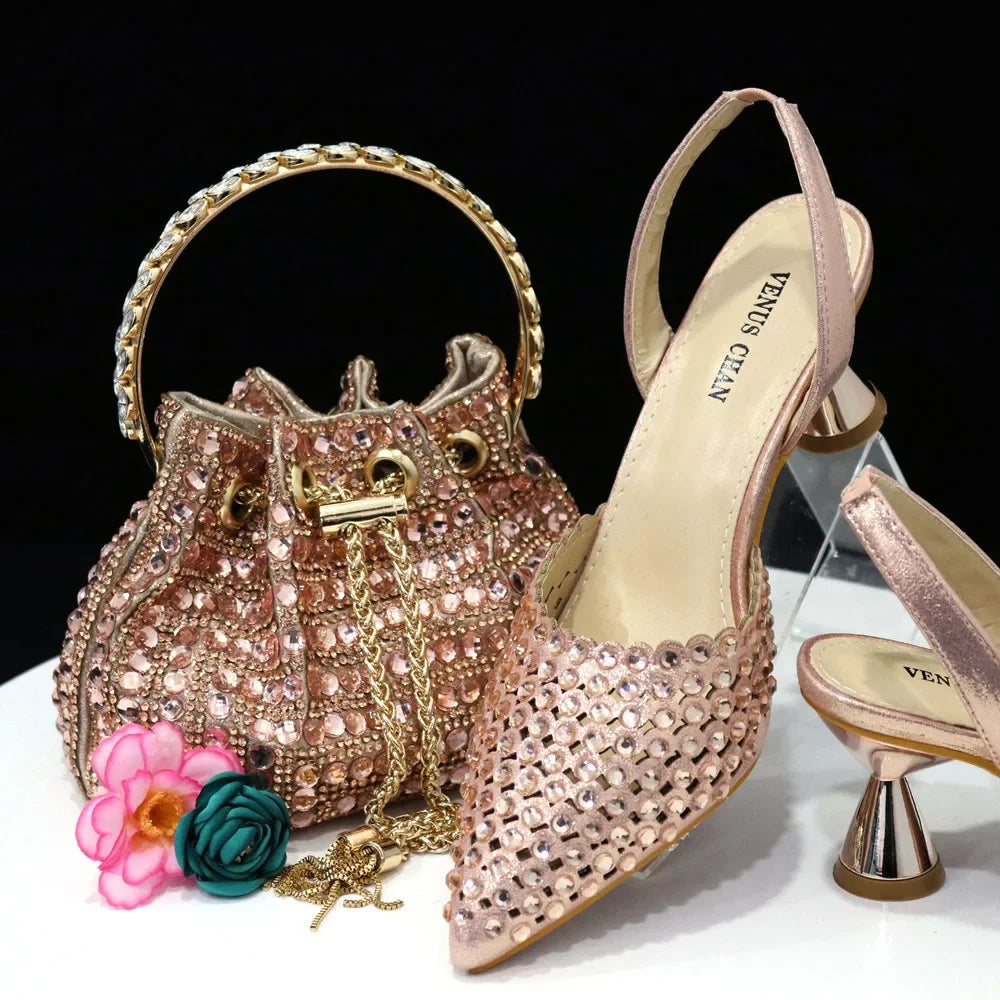 Venus Chan – escarpins à bout pointu pour femmes, chaussures et sacs italiens élégants, couleur vin, ensemble assorti, 2023