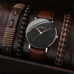 Nouveaux hommes montre de luxe Bracelet ensemble mode affaires en cuir marron montres à Quartz pour hommes coffret cadeau Relogio Masculino sans boîte