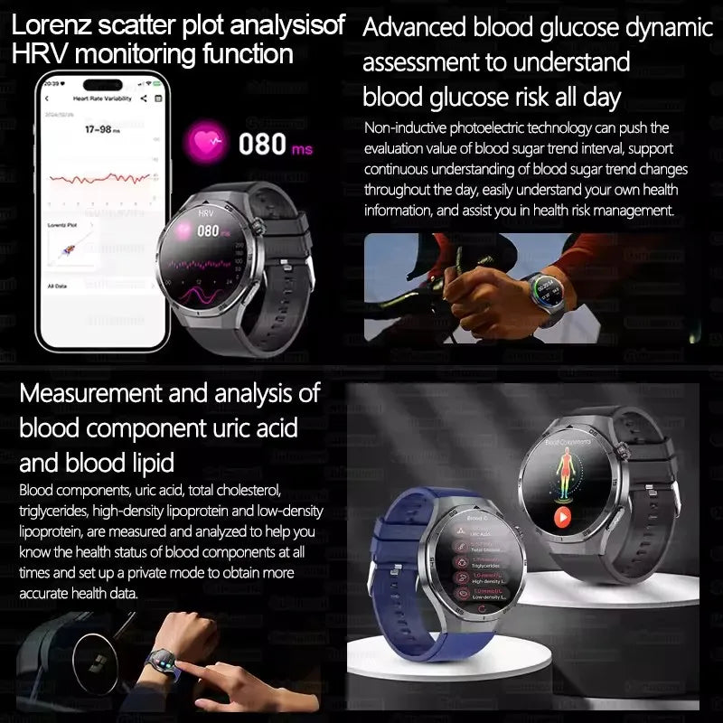 2025 nouveau pour HUAWEI montres de santé lipides sanguins acide uricique pression artérielle analyse du corps montre intelligente ECG + PPG horloge Smartwatch hommes