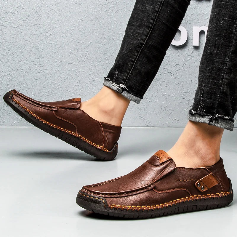 Chaussures en cuir faites à la main pour hommes, mocassins confortables et décontractés, chaussures plates à enfiler, offre spéciale, mocassins de marche pour hommes