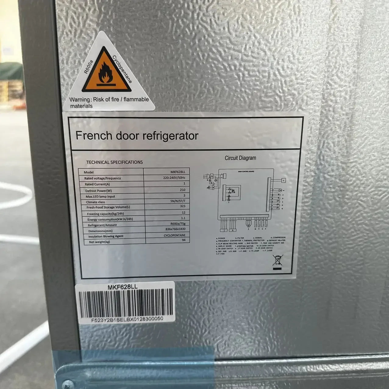 OEM 628L 4 French Doors  Air-cooled Frost-free smart Gray Premium Design Refrigerator smart fridge fridges for home