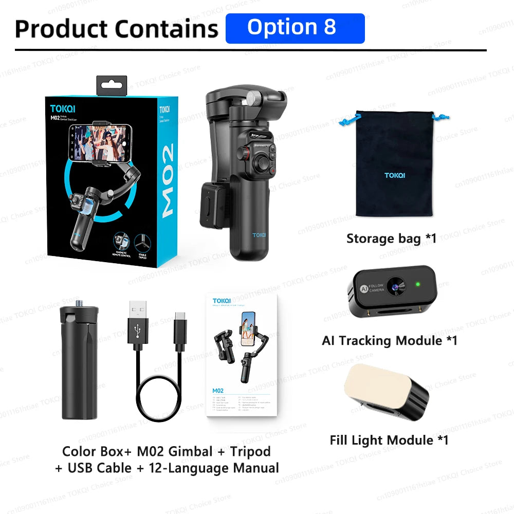 Support Téléphone Gimbal 3 Axes à Main, Enregistrement Vidéo Anti-Tremblement avec Trépied Selfie Stabilisateur pour Xiaomi iPhone et Smartphones