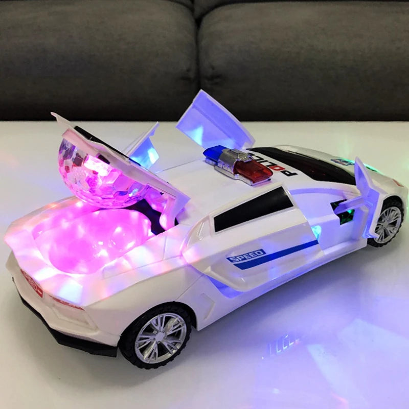 2025 nouvelle danse électrique déformation rotatif universel voiture de Police garçon jouet enfants fille musique voiture lumineuse