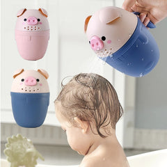 Outil de bain pour enfants, bonnet de bain cochon de dessin animé pour bébé, tasse de shampoing mignonne pour tout-petits, cuillère de lavage des cheveux, tasse de douche en Silicone souple pour nourrissons