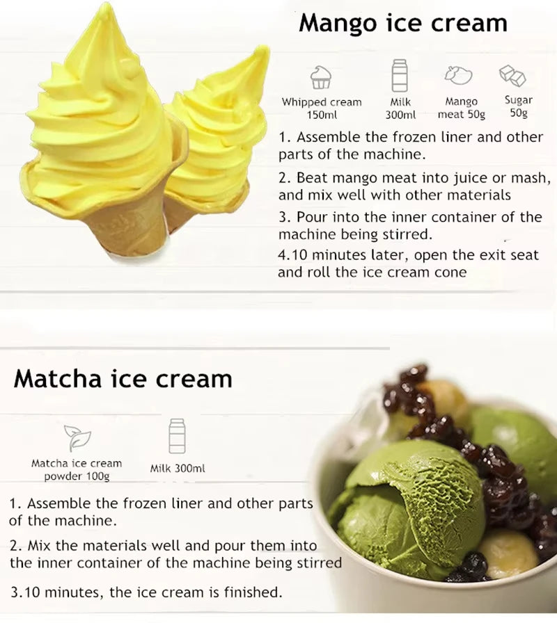 Machine à crème glacée électrique faite à la main, bricolage, machine à crème glacée douce, cuisine, facile, ABS, mini, simple, maison, automatique, anglais, 1000