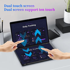 BYONE BY135 double écran ordinateur portable Intel N100 DDR4 16G RAM M.2 SSD 14 pouces 10 points écran tactile ordinateur portable 6500Mah ordinateur PC bureau