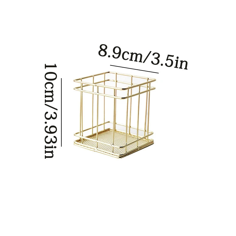 Panier de rangement en fer et métal doré de Style nordique, support multifonctionnel de bureau pour articles divers, boîte de rangement de bijoux