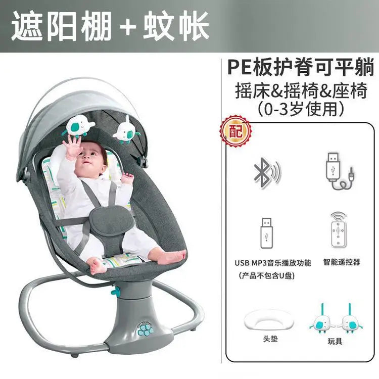 Fauteuil inclinable à bascule pour bébé, musique Bluetooth, chaise à bascule électrique avec télécommande intelligente pour bébé, berceaux confortables pour bébé