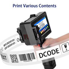 DCODE 1750PLUS 12.7/25.4mm imprimante à jet d'encre Portable texte QR code à barres imprimante d'étiquettes numéro de lot Logo Date Machine de codage
