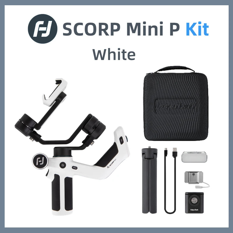 FeiyuModule Scorp Mini-P Kit pour Smartphone, Cardan 3 Axes, Tracker AI, Lumière d'appoint, iPhone 16 Pro Max, Stabilisateur Android