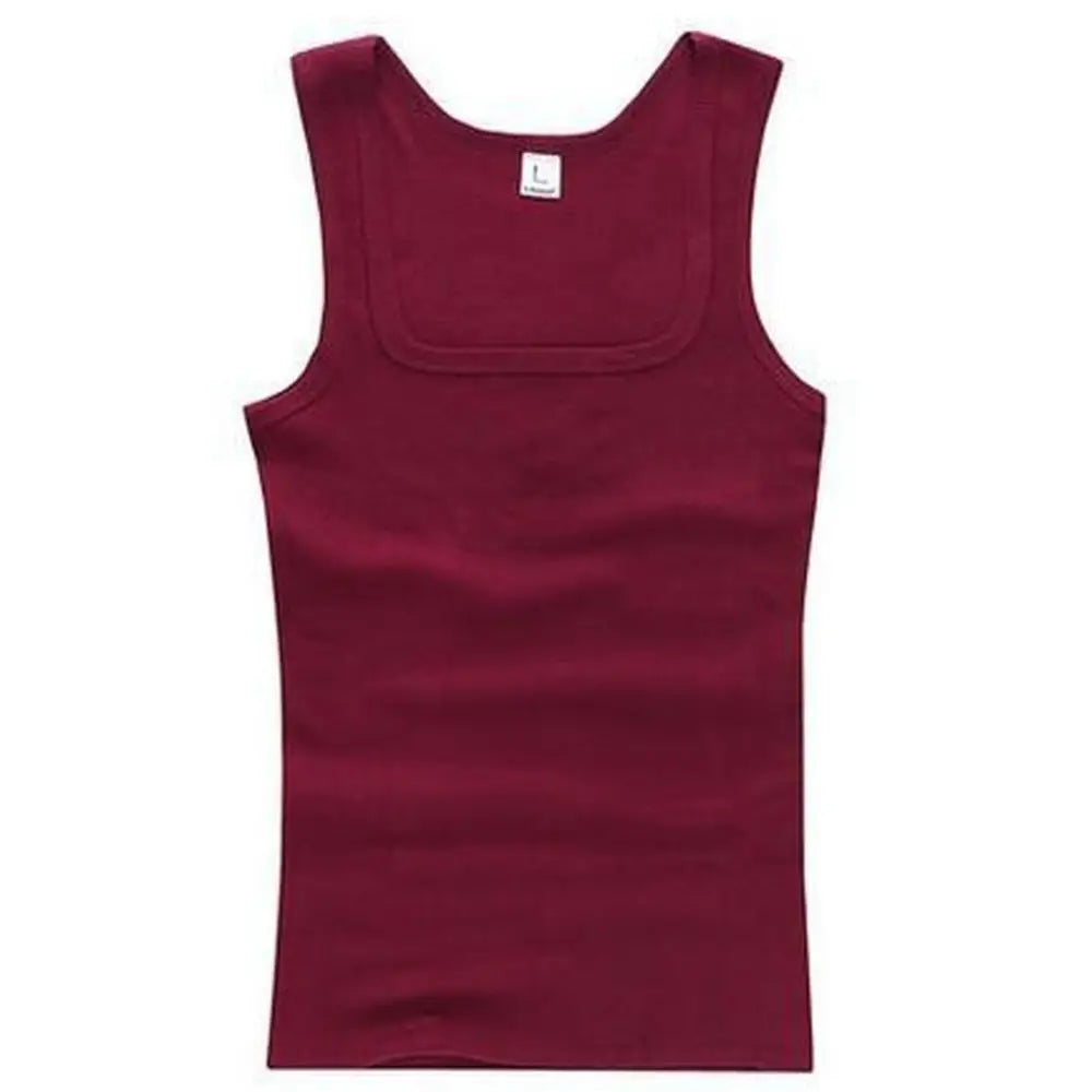 Débardeur élastique Pur coton Sans manches Hommes t-shirt Musculation Fitness T-shirt
