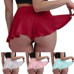 Femmes Sexy Sheer Ruffles Jupe Shorts Transparent Taille Haute Mini Jupes Sports D'été Fitness Yoga brevPantalon Chaud S-3XL