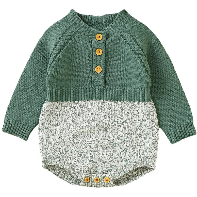 2025 Combinaison de Noël unisexe pour bébé Vert Vêtements mignons pour nouveau-né Automne Hiver Garçons Filles Col rond Cadeau de Noël Body en tricot