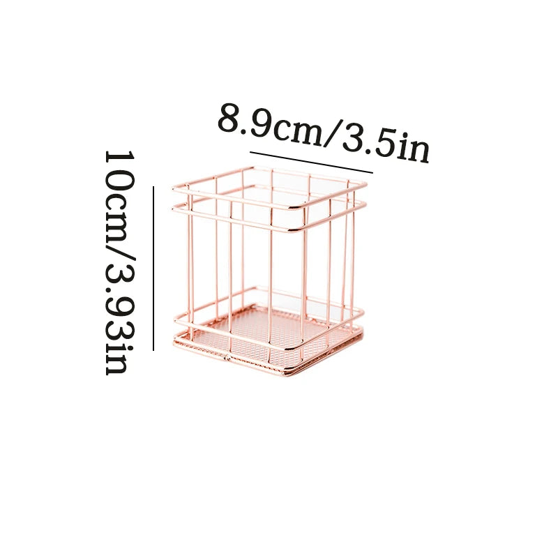 Panier de rangement en fer et métal doré de Style nordique, support multifonctionnel de bureau pour articles divers, boîte de rangement de bijoux