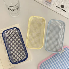 Panier de rangement de bureau INS, panier organisateur d'articles divers en métal, étui pour cartes photo, papeterie de bureau, fournitures pour la maison, support de tri de maquillage