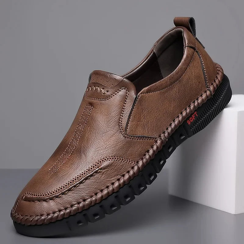 Chaussures en cuir décontractées pour hommes, mocassins respirants, baskets confortables pour l'été
