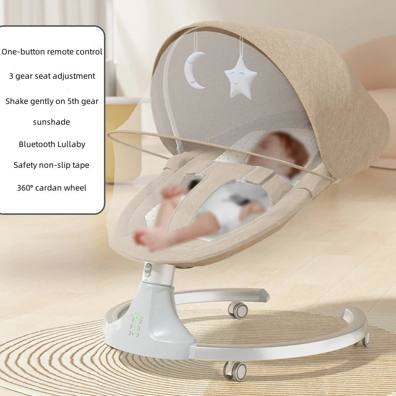 Chaise à bascule pour bébé de 6 à 18 mois, berceau électrique inclinable pour nouveau-né, téléphone portable, Bluetooth, musique apaisante