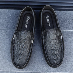 Mocassins de marque célèbre à motif Crocodile, chaussures en cuir véritable, chaussures décontractées à semelles épaisses, confortables et formelles