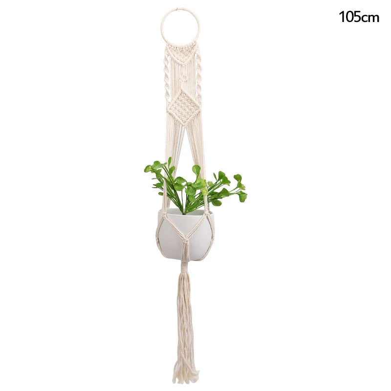Panier suspendu de plantes en macramé fait à la main, support de Pots de fleurs, décoration suspendue de balcon, corde de levage nouée, fournitures de jardin pour la maison
