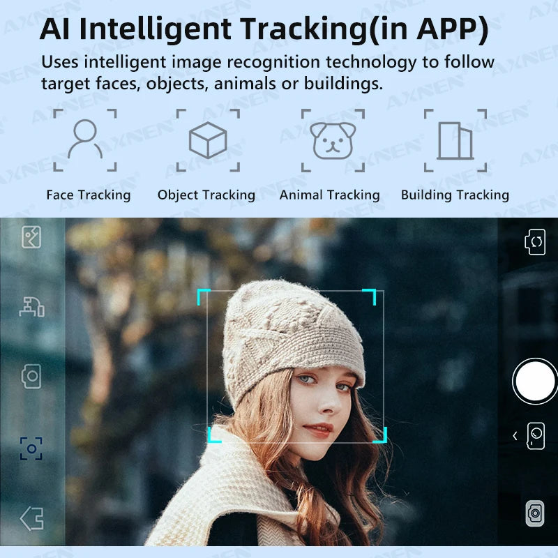 Cardan AXNEN HQ6 pour smartphone, cardan portable 3 axes, avec suivi intelligent, lumière de remplissage, zoom, stabilisateur pour iPhone Android