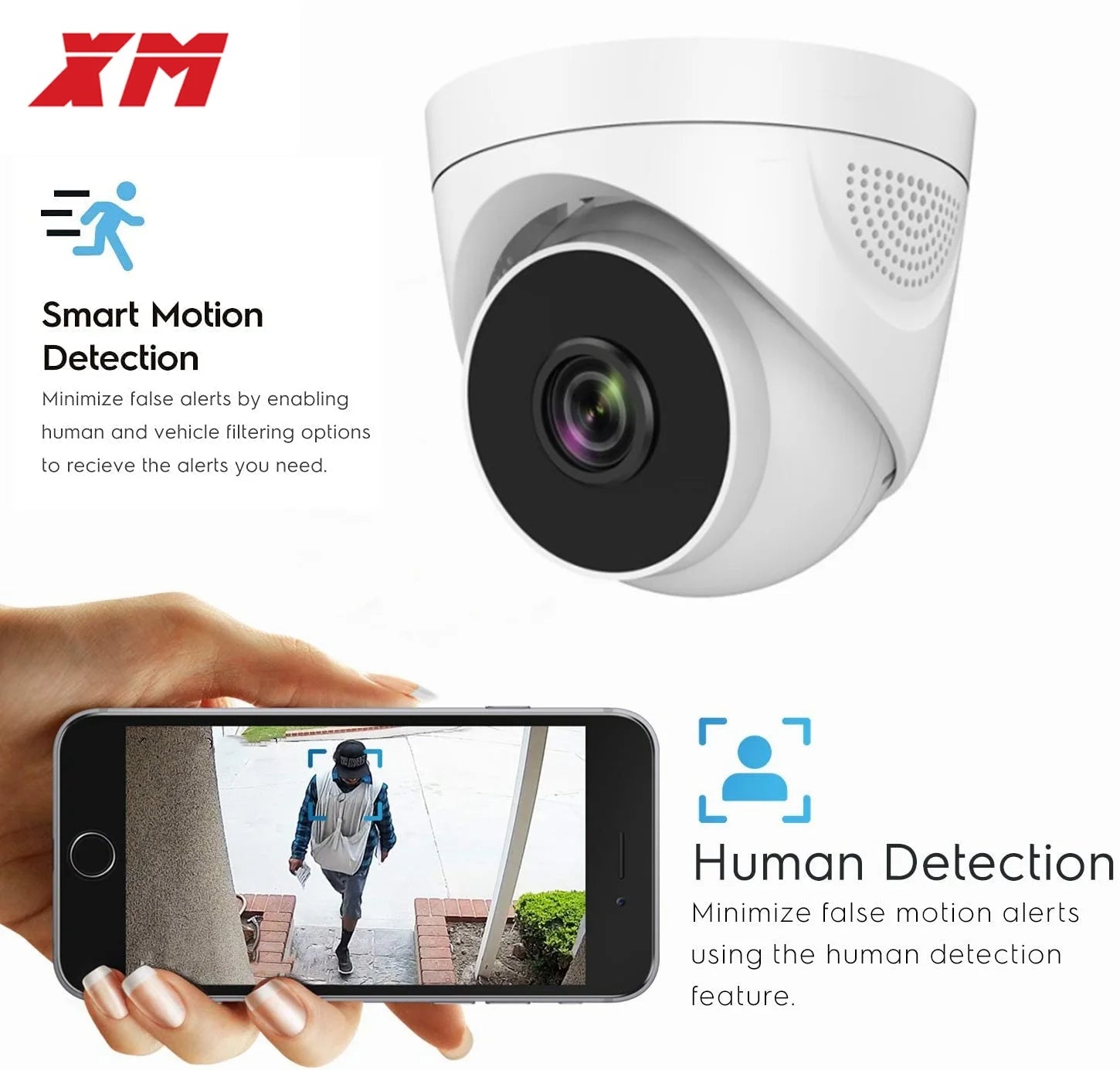 Caméra IP Wifi dôme sans fil 2592x1944P 5.0MP, caméra de sécurité à Vision nocturne, caméra de vidéosurveillance P2P avec coupe IR, prend en charge la carte TF