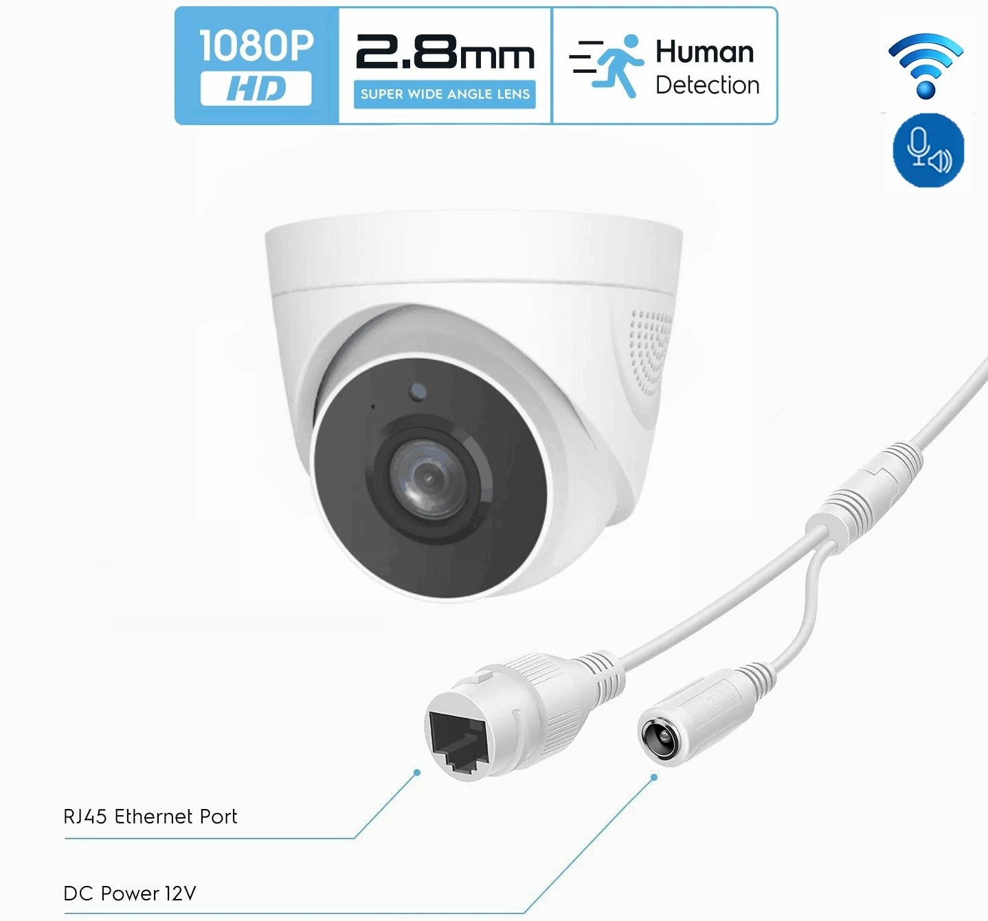 Caméra de Surveillance dôme intérieure IP WiFi hd 2MP/1080P, dispositif de sécurité domestique sans fil, avec conversation bidirectionnelle