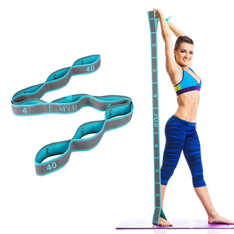 Sangle d'étirement élastique de yoga avec boucles, sangle extensible pour ballet, jambe, corps, bande extensible pour yoga, danse, Pilates, gymnastique