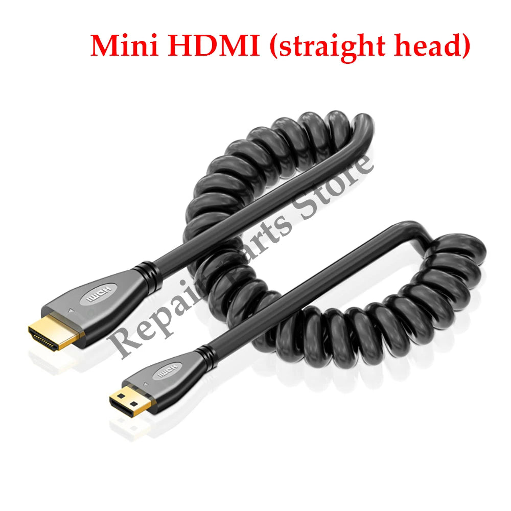 Câble HDMI vers Mini HDMI, câble Micro adaptateur, câble à ressort télescopique coudé HDMI, caméra SLR haute définition 4k, 1 pièce