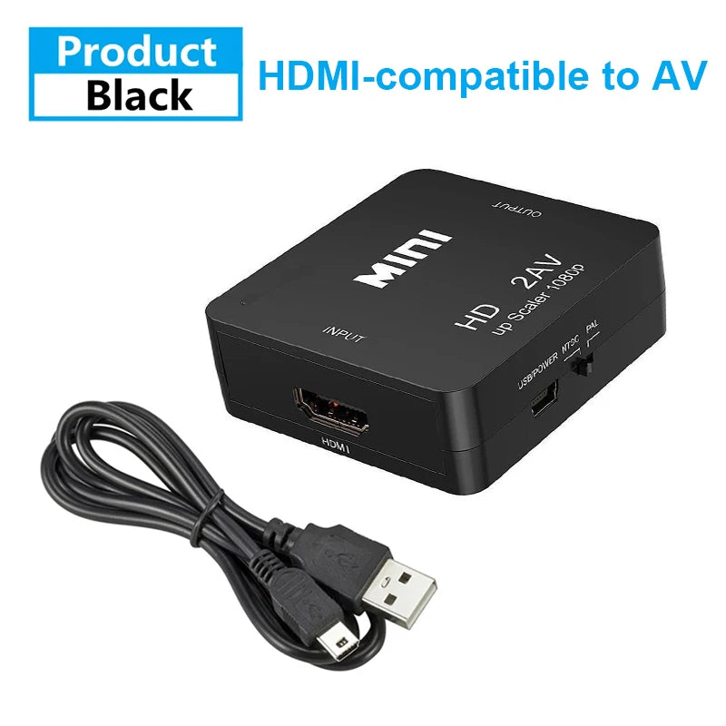 Adaptateur HDMI vers AV RCA, boîtier convertisseur 1080P RCA AV CVSB LR, convertisseur de détartreur AV Composite vidéo pour PC projecteur HDTV