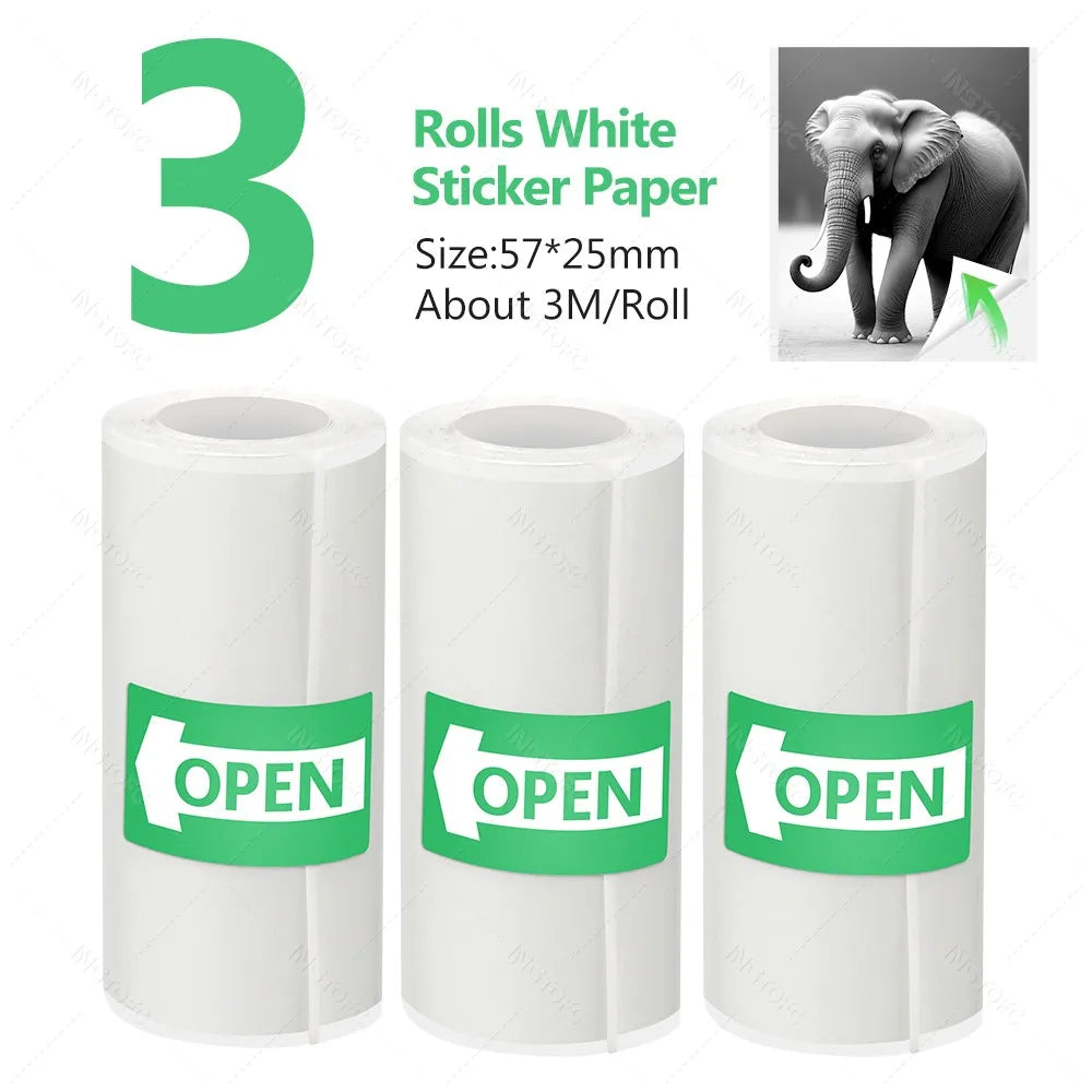 304DPI imprimante thermique de poche Bluetooth Mini imprimante Photo Portable sans fil iOS Android impression et 57mm rouleaux de papier de couleur blanche