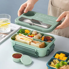 Boîte à déjeuner Portable à compartiment de 1300ML, boîte à Bento de bureau pour enfants étudiants avec fourchette et cuillère, récipient de stockage des aliments pour micro-ondes