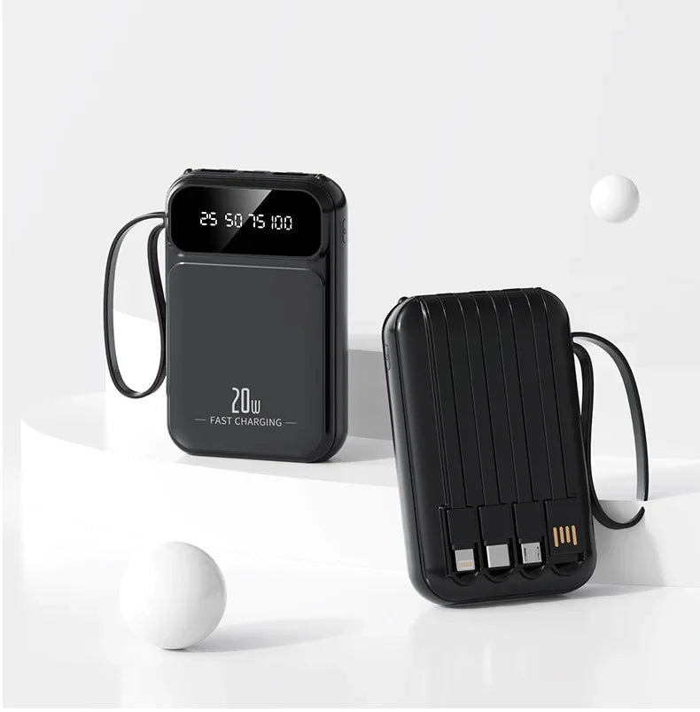 20000mAh batterie externe haute capacité 4 en 1 câble PD 20W charge rapide Powerbank chargeur de batterie Portable pour IPhone Samsung Huawei