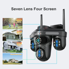 LS VISION 35MP quatre écrans WiFi caméra de sécurité extérieure sept objectifs trois PTZ 10X Zoom optique caméras suivi automatique caméra de vidéosurveillance