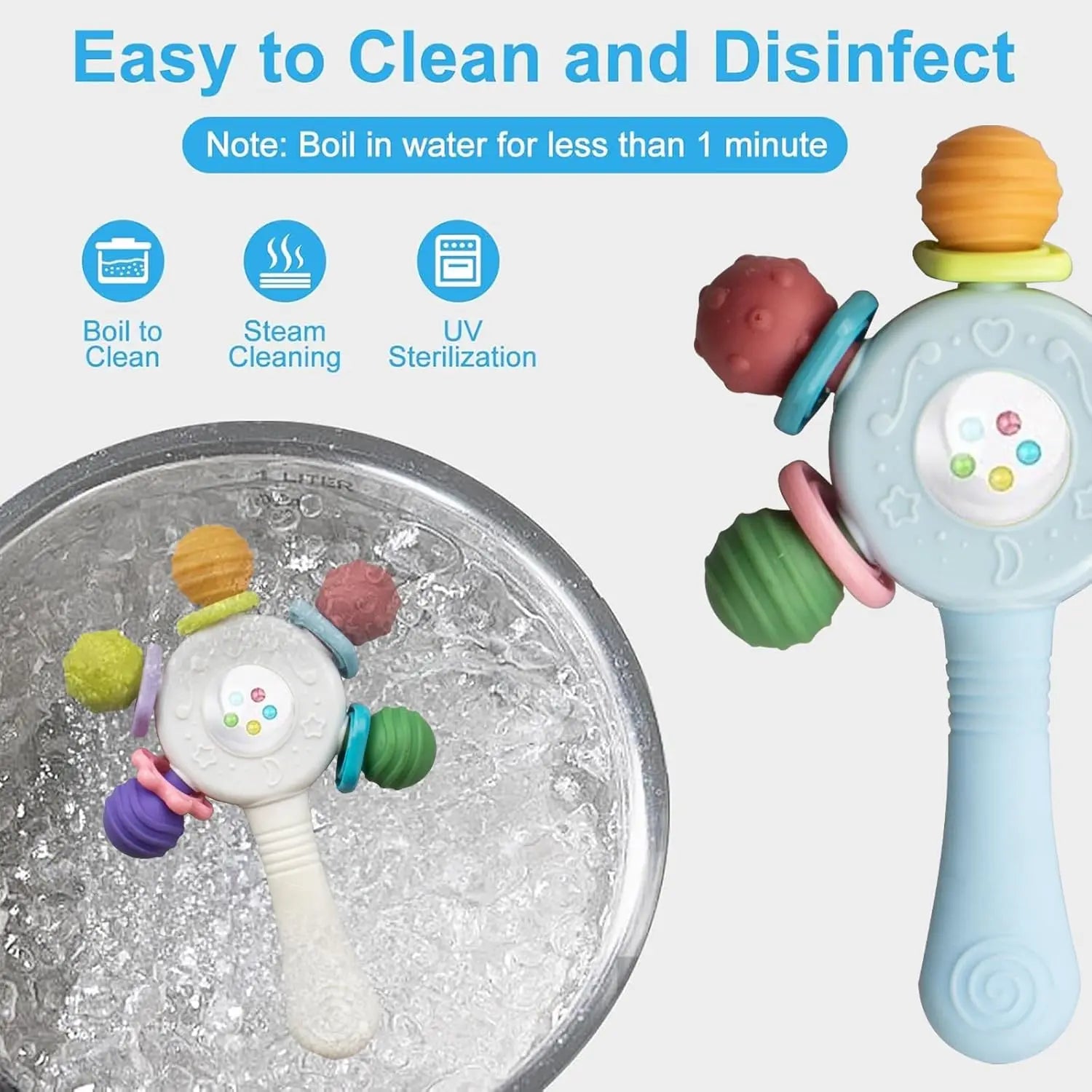 Anneau de dentition pour bébé de 0 à 36 mois, hochet, jouet, anneau de dentition, développement sensoriel, jouet à mâcher, accessoires pour bébés de 0 à 36 mois