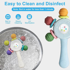 Anneau de dentition pour bébé de 0 à 36 mois, hochet, jouet, anneau de dentition, développement sensoriel, jouet à mâcher, accessoires pour bébés de 0 à 36 mois