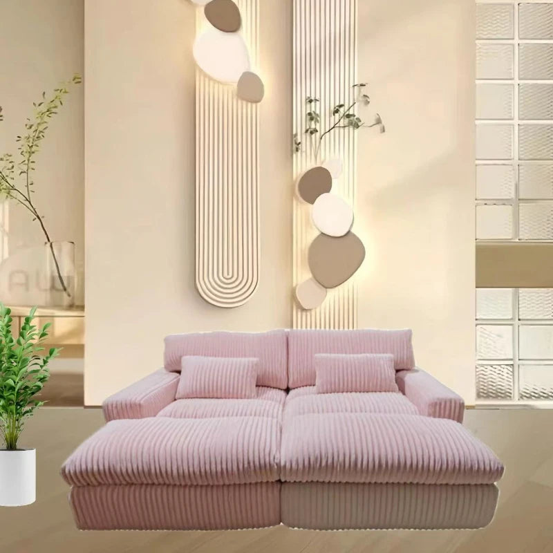 Canapé-lit Double en velours côtelé de luxe, Style italien rétro, pour salon, Compression sous vide, lavable, personnalisable