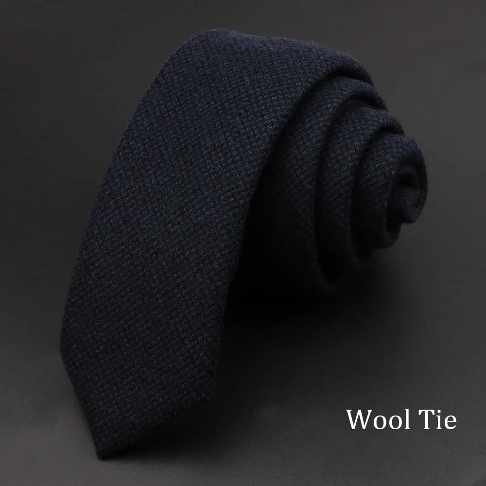 Coton solide fait à la main Cravates en laine Hommes Cravate Rayé Col étroit Slim Cachemire Casual Cravate Accessoires