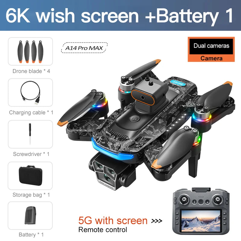 Xiaomi Mijia A14Pro max GPS sans brosse 8K trois caméras flux optique évitement d'obstacles pliable quadrirotor RC Distance Drone jouets