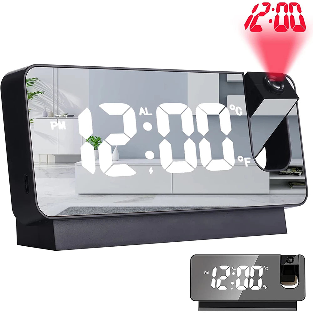 Réveil LED rotatif à 2022 °, Projection numérique, USB, créatif, affichage de la température, pour chambre à coucher, bureau, nouveauté 180