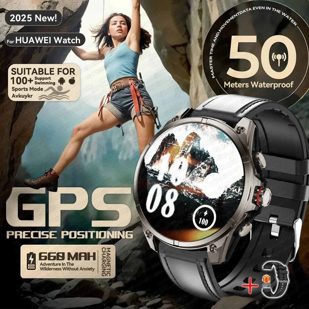 2025 nouvelles montres intelligentes GPS haut de gamme altimètre extérieur baromètre écran AMOLED boussole GPS intégrée sport militaire Smartwatch hommes