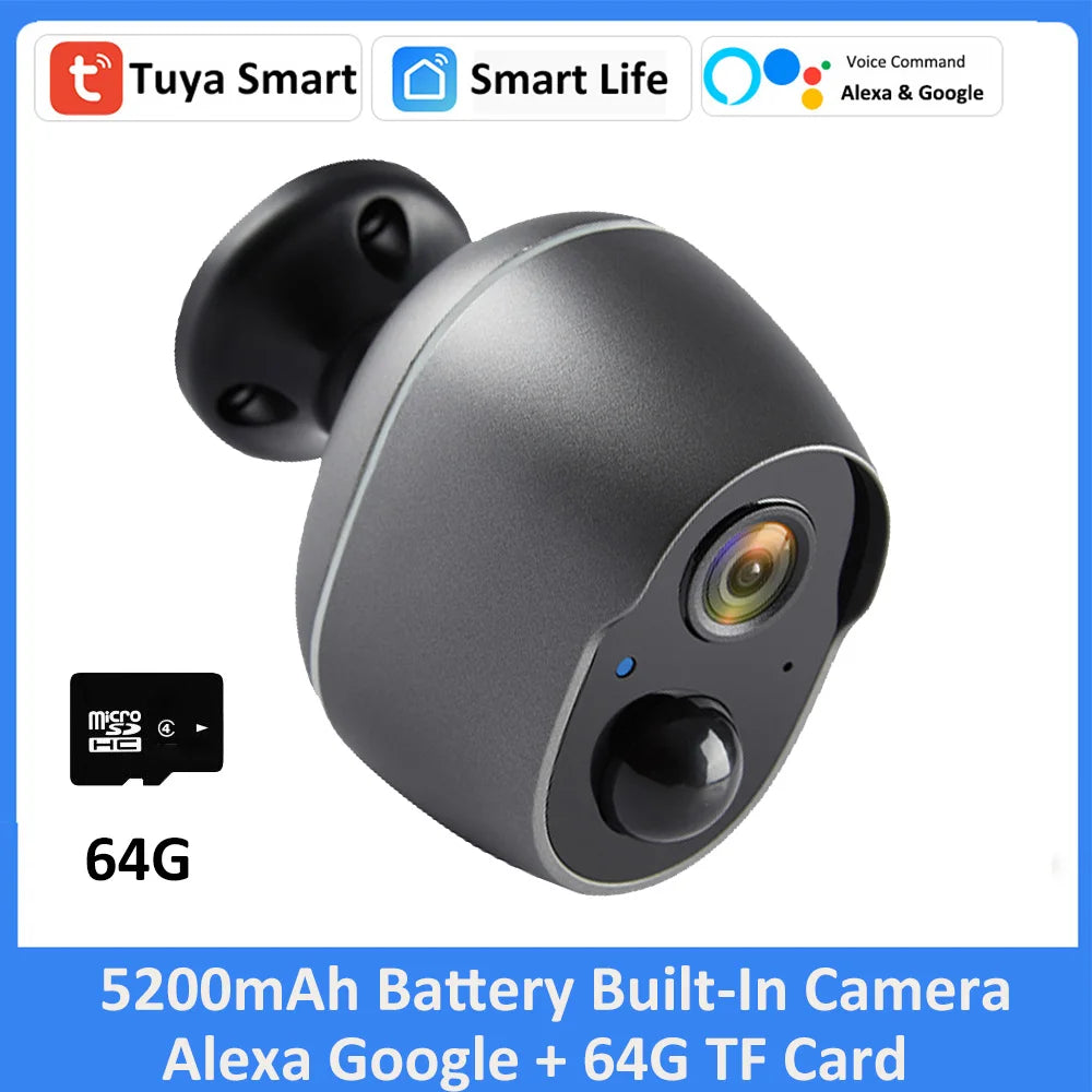 Tuya 5200 mAh batterie rechargeable solaire WiFi sécurité 3MP FHD CCTV caméra 135 ° grand Angle de vue 4X Zoom numérique Alexa Google caméra