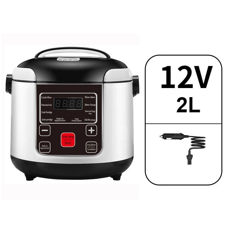 Cuiseur à riz Portable pour voiture, camion électrique 2L, multi-cuiseur, soupe, bouillie, cuisson des aliments, cuiseur vapeur, boîte à déjeuner électrique 12V ou 24V