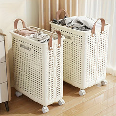 Panier à linge pliable avec roulettes pour laver les vêtements sales, panier à linge de salle de bain respirant de grande capacité
