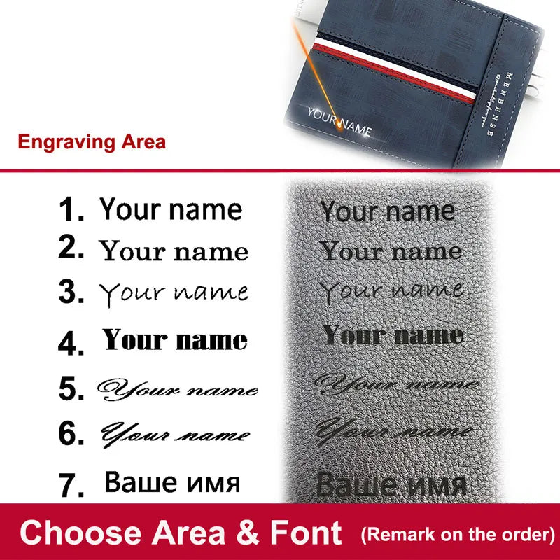 2024 New Short Men Wallets Slim Card Holder Name Print Male Purses Luxury PU Leather Coin Pocket High Quality Small Men's Wallet