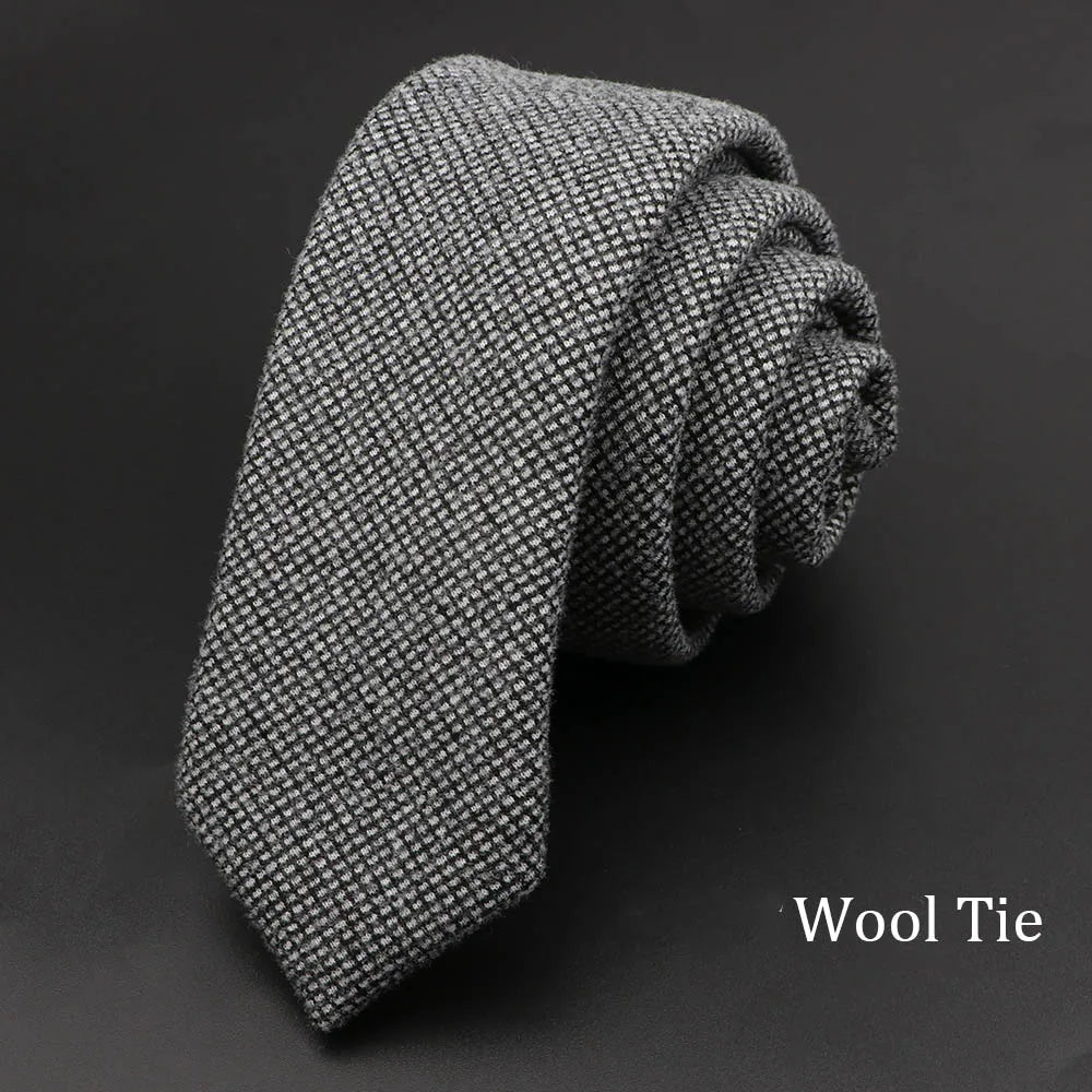 Coton solide fait à la main Cravates en laine Hommes Cravate Rayé Col étroit Slim Cachemire Casual Cravate Accessoires