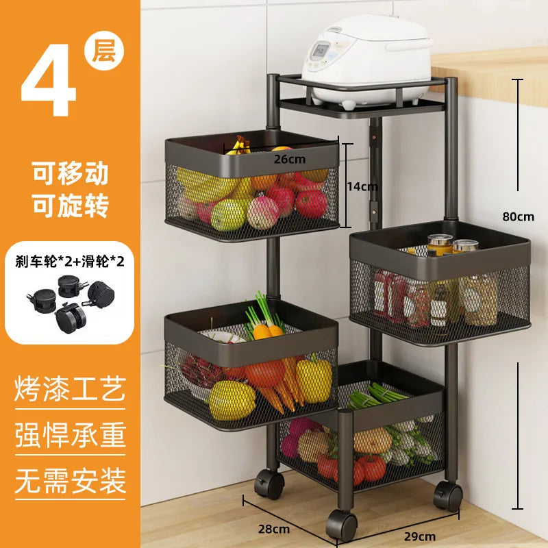 Petit chariot de rangement multicouche, chariot de cuisine moderne et créatif, meubles de maison simples, étagère rotative au sol, boîte à collation pour salon