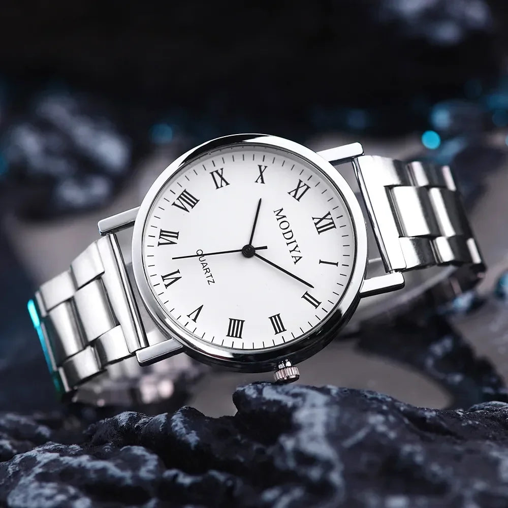 Casual Numéro Cadran Montre à quartz Marque Acier Maille Ceinture Montre Pour Hommes Rond Affaires, Montres-bracelets, Horloge De Luxe, Relogio Feminino